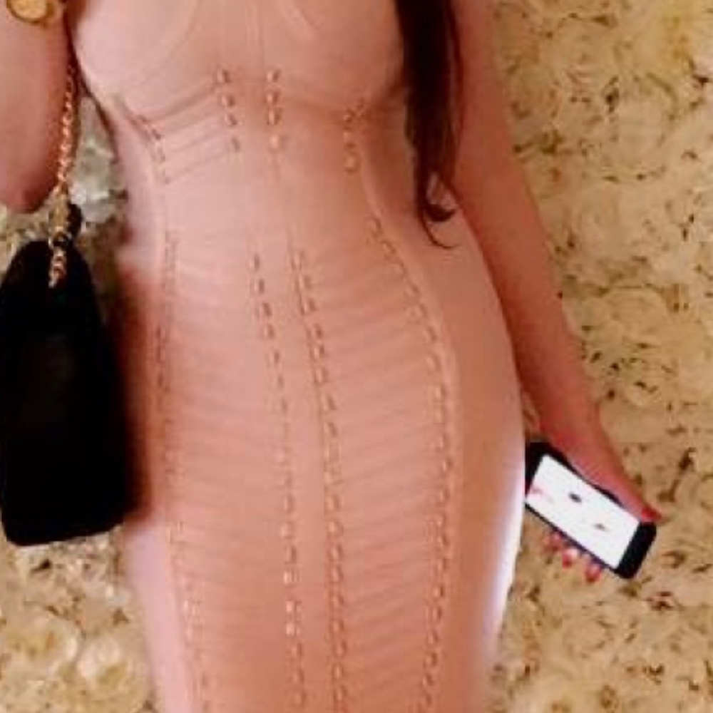 Pink Bandage Midi Dress - Picture 2 of 4